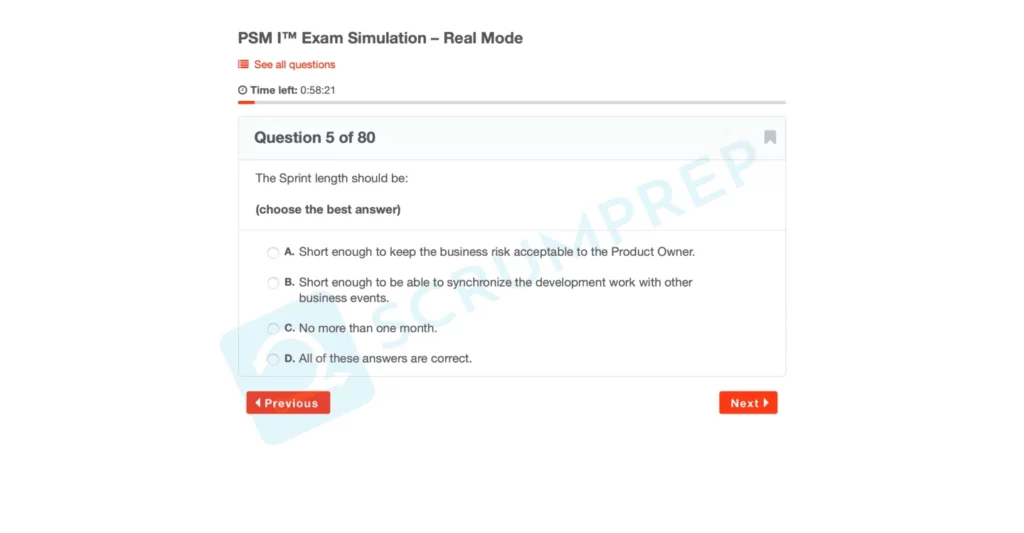 PSM I Exam Simulation