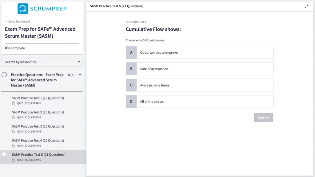SAFe (SASM) Practice Test Screenshot 03