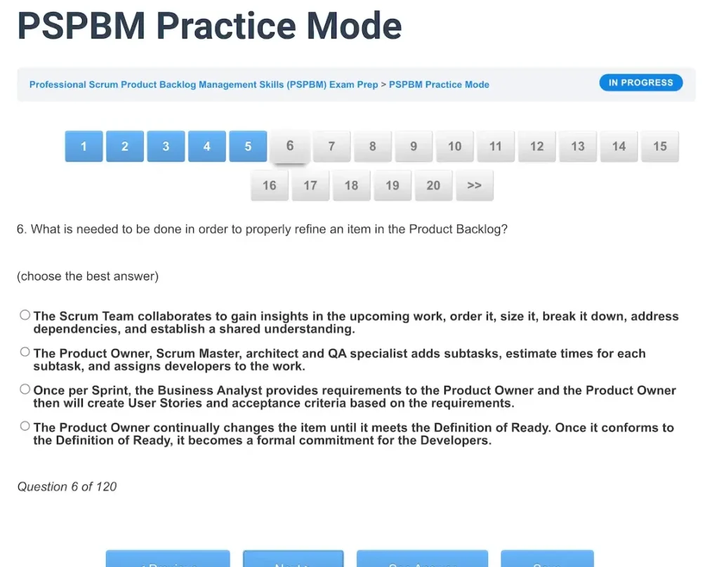 PSPBM Practice Question - ScrumPrep